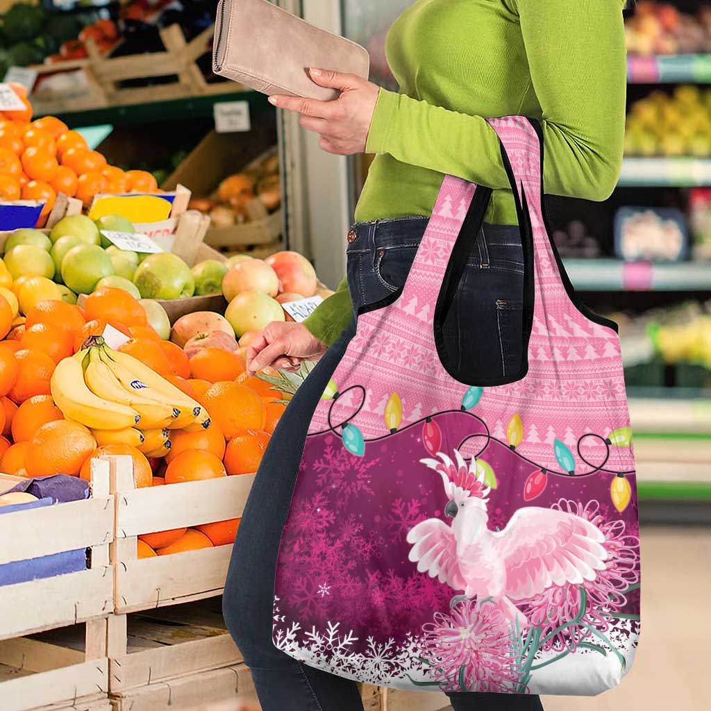 Pink Cockatoo Australia Christmas Grocery Bag Grevillea Eucalyptus Blossoms - Aussie Hoodie