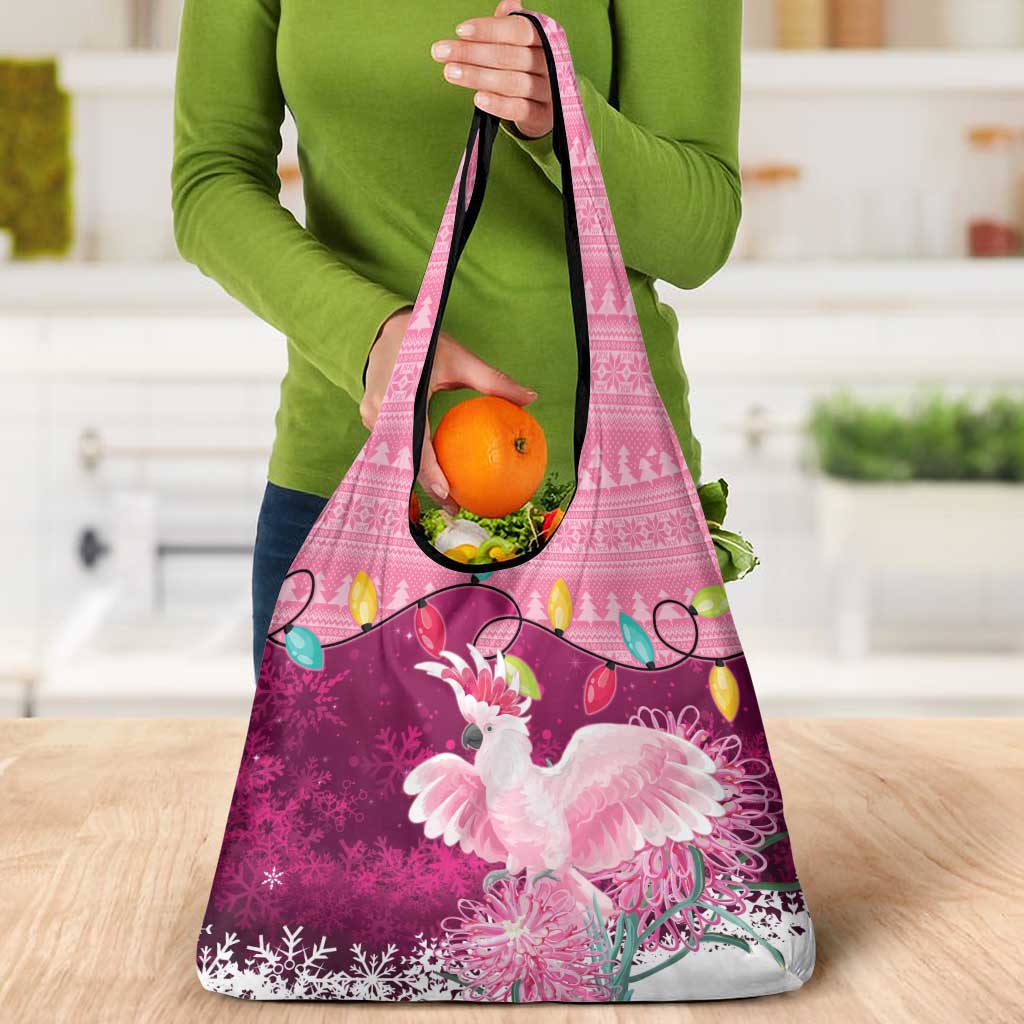 Pink Cockatoo Australia Christmas Grocery Bag Grevillea Eucalyptus Blossoms - Aussie Hoodie