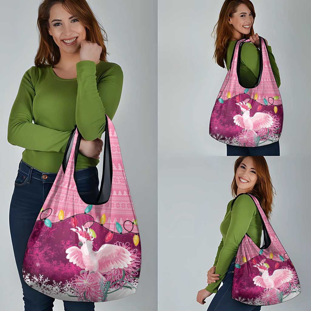 Pink Cockatoo Australia Christmas Grocery Bag Grevillea Eucalyptus Blossoms - Aussie Hoodie