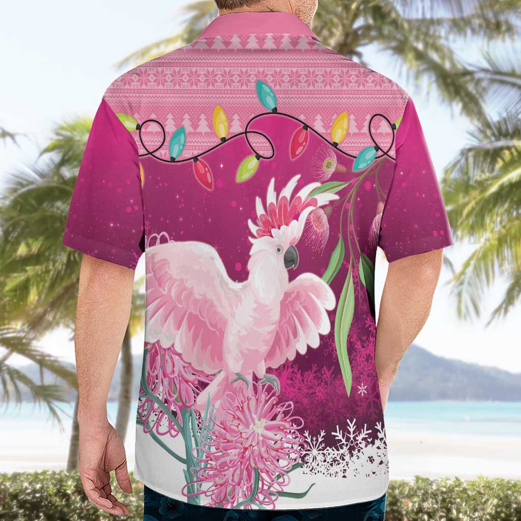 Pink Cockatoo Australia Christmas Hawaiian Shirt Grevillea Eucalyptus Blossoms - Aussie Hoodie