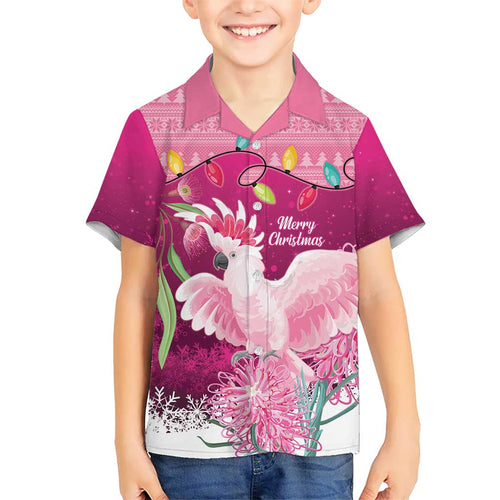Pink Cockatoo Australia Christmas Hawaiian Shirt Grevillea Eucalyptus Blossoms - Aussie Hoodie