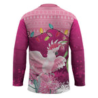Pink Cockatoo Australia Christmas Hockey Jersey Grevillea Eucalyptus Blossoms - Aussie Hoodie