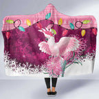 Pink Cockatoo Australia Christmas Hooded Blanket Grevillea Eucalyptus Blossoms - Aussie Hoodie