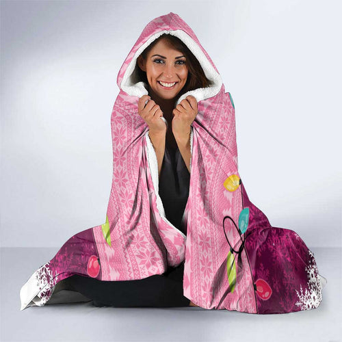 Pink Cockatoo Australia Christmas Hooded Blanket Grevillea Eucalyptus Blossoms - Aussie Hoodie