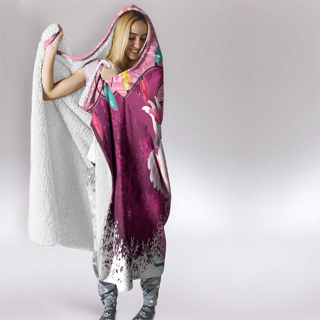 Pink Cockatoo Australia Christmas Hooded Blanket Grevillea Eucalyptus Blossoms - Aussie Hoodie