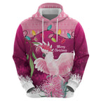Pink Cockatoo Australia Christmas Hoodie Grevillea Eucalyptus Blossoms - Aussie Hoodie