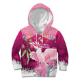 Pink Cockatoo Australia Christmas Kid Hoodie Grevillea Eucalyptus Blossoms - Aussie Hoodie