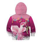 Pink Cockatoo Australia Christmas Kid Hoodie Grevillea Eucalyptus Blossoms - Aussie Hoodie