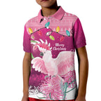 Pink Cockatoo Australia Christmas Kid Polo Shirt Grevillea Eucalyptus Blossoms - Aussie Hoodie