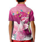 Pink Cockatoo Australia Christmas Kid Polo Shirt Grevillea Eucalyptus Blossoms - Aussie Hoodie