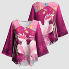 Pink Cockatoo Australia Christmas Kimono Sleeve Blouse Grevillea Eucalyptus Blossoms - Aussie Hoodie