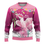Pink Cockatoo Australia Christmas Ugly Christmas Sweater Grevillea Eucalyptus Blossoms - Aussie Hoodie