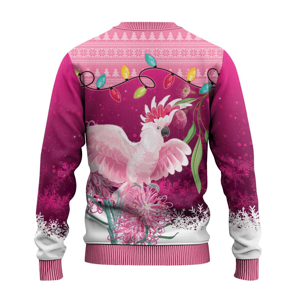 Pink Cockatoo Australia Christmas Ugly Christmas Sweater Grevillea Eucalyptus Blossoms - Aussie Hoodie