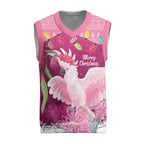 Pink Cockatoo Australia Christmas Knitted V-Neck Vest Grevillea Eucalyptus Blossoms - Aussie Hoodie