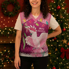 Pink Cockatoo Australia Christmas Knitted V-Neck Vest Grevillea Eucalyptus Blossoms - Aussie Hoodie