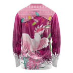 Pink Cockatoo Australia Christmas Long Sleeve Shirt Grevillea Eucalyptus Blossoms - Aussie Hoodie