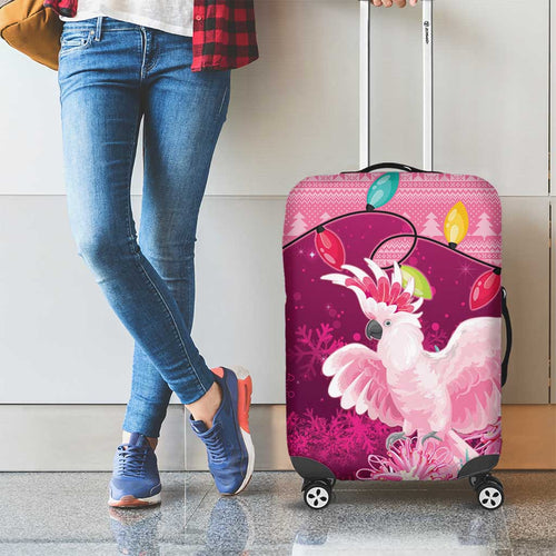 Pink Cockatoo Australia Christmas Luggage Cover Grevillea Eucalyptus Blossoms - Aussie Hoodie