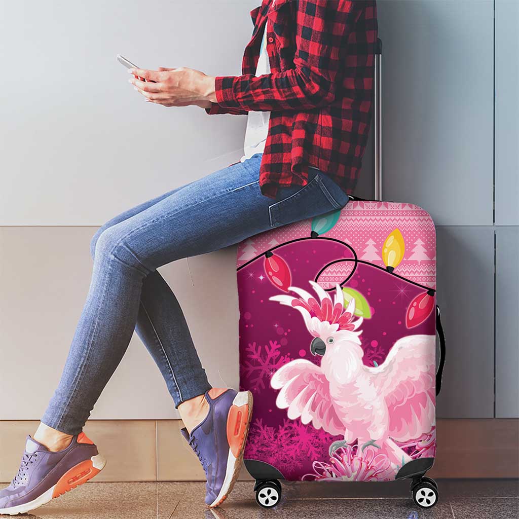 Pink Cockatoo Australia Christmas Luggage Cover Grevillea Eucalyptus Blossoms - Aussie Hoodie