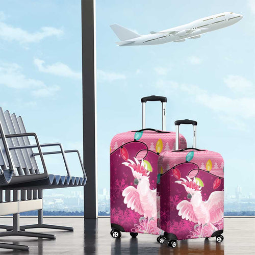 Pink Cockatoo Australia Christmas Luggage Cover Grevillea Eucalyptus Blossoms - Aussie Hoodie