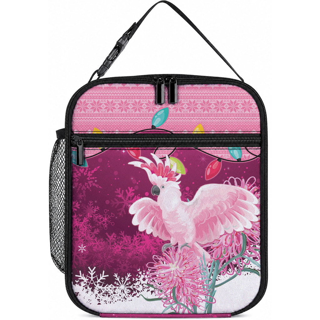 Pink Cockatoo Australia Christmas Lunch Bag Grevillea Eucalyptus Blossoms