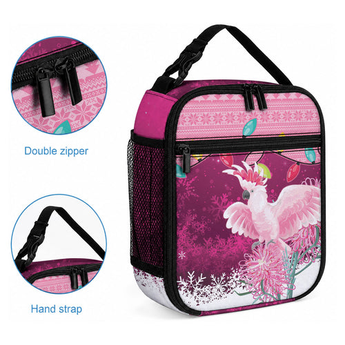Pink Cockatoo Australia Christmas Lunch Bag Grevillea Eucalyptus Blossoms