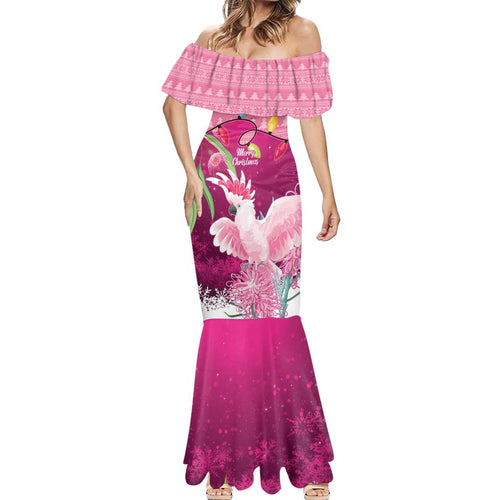 Pink Cockatoo Australia Christmas Mermaid Dress Grevillea Eucalyptus Blossoms - Aussie Hoodie