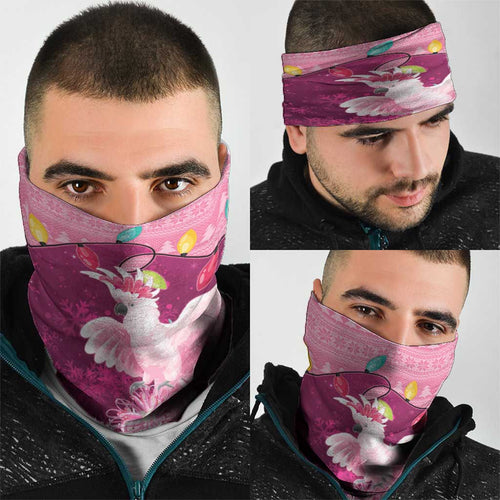 Pink Cockatoo Australia Christmas Neck Gaiter Grevillea Eucalyptus Blossoms - Aussie Hoodie