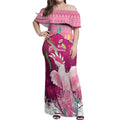 Pink Cockatoo Australia Christmas Off Shoulder Maxi Dress Grevillea Eucalyptus Blossoms - Aussie Hoodie