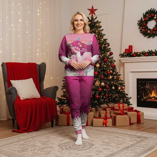 Pink Cockatoo Australia Christmas Pajama Set Grevillea Eucalyptus Blossoms - Aussie Hoodie