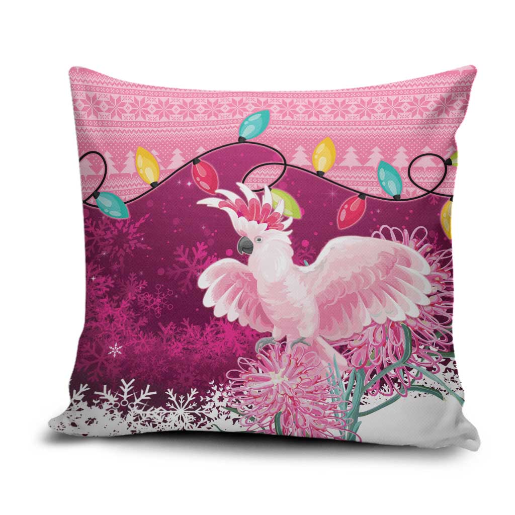 Pink Cockatoo Australia Christmas Pillow Cover Grevillea Eucalyptus Blossoms - Aussie Hoodie