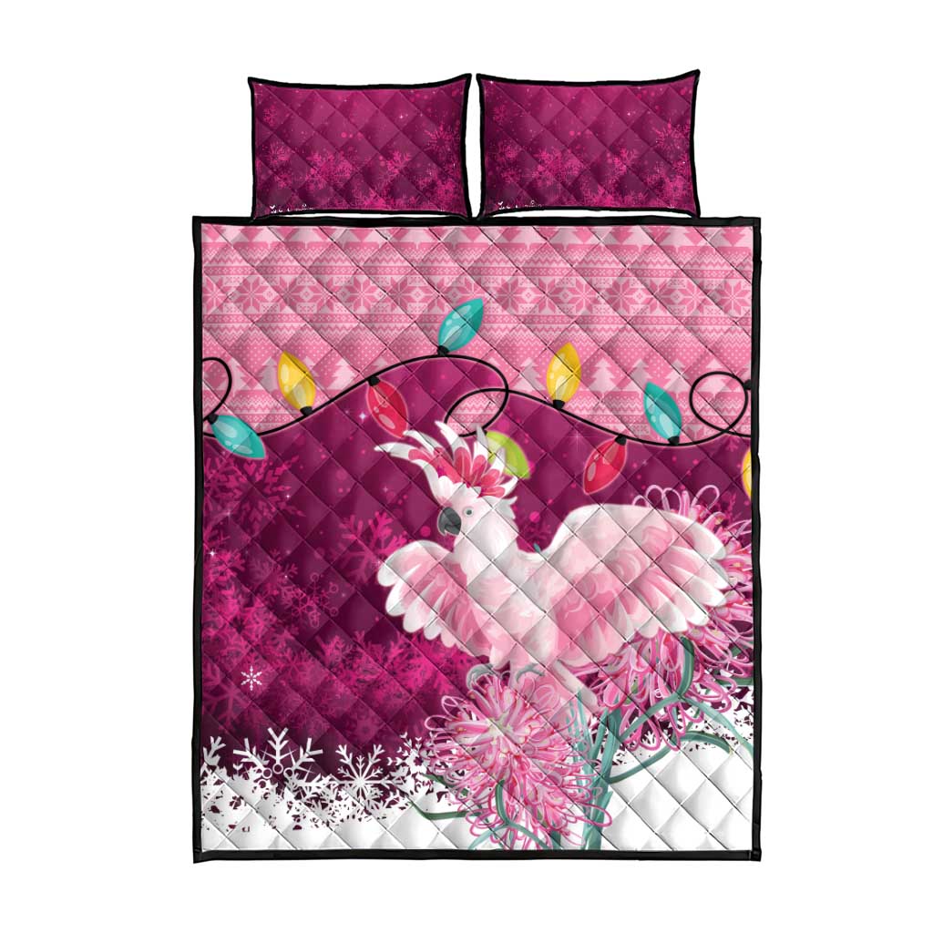 Pink Cockatoo Australia Christmas Quilt Bed Set Grevillea Eucalyptus Blossoms - Aussie Hoodie