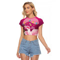 Pink Cockatoo Australia Christmas Raglan Cropped T Shirt Grevillea Eucalyptus Blossoms - Aussie Hoodie