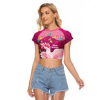 Pink Cockatoo Australia Christmas Raglan Cropped T Shirt Grevillea Eucalyptus Blossoms - Aussie Hoodie
