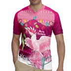 Pink Cockatoo Australia Christmas Rugby Jersey Grevillea Eucalyptus Blossoms - Aussie Hoodie