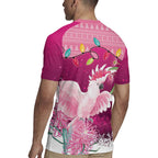 Pink Cockatoo Australia Christmas Rugby Jersey Grevillea Eucalyptus Blossoms - Aussie Hoodie