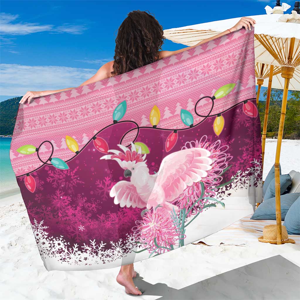Pink Cockatoo Australia Christmas Sarong Grevillea Eucalyptus Blossoms - Aussie Hoodie