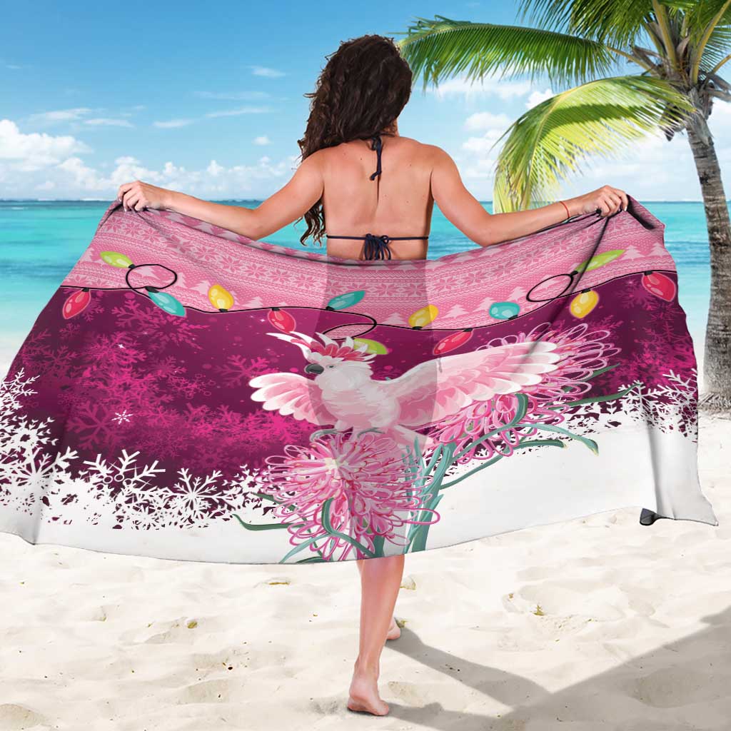 Pink Cockatoo Australia Christmas Sarong Grevillea Eucalyptus Blossoms - Aussie Hoodie