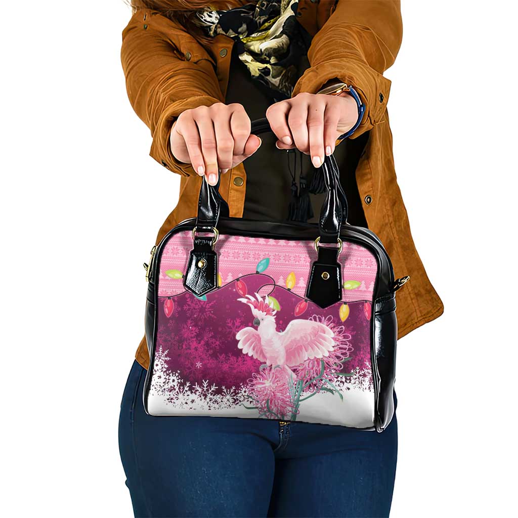 Pink Cockatoo Australia Christmas Shoulder Handbag Grevillea Eucalyptus Blossoms - Aussie Hoodie