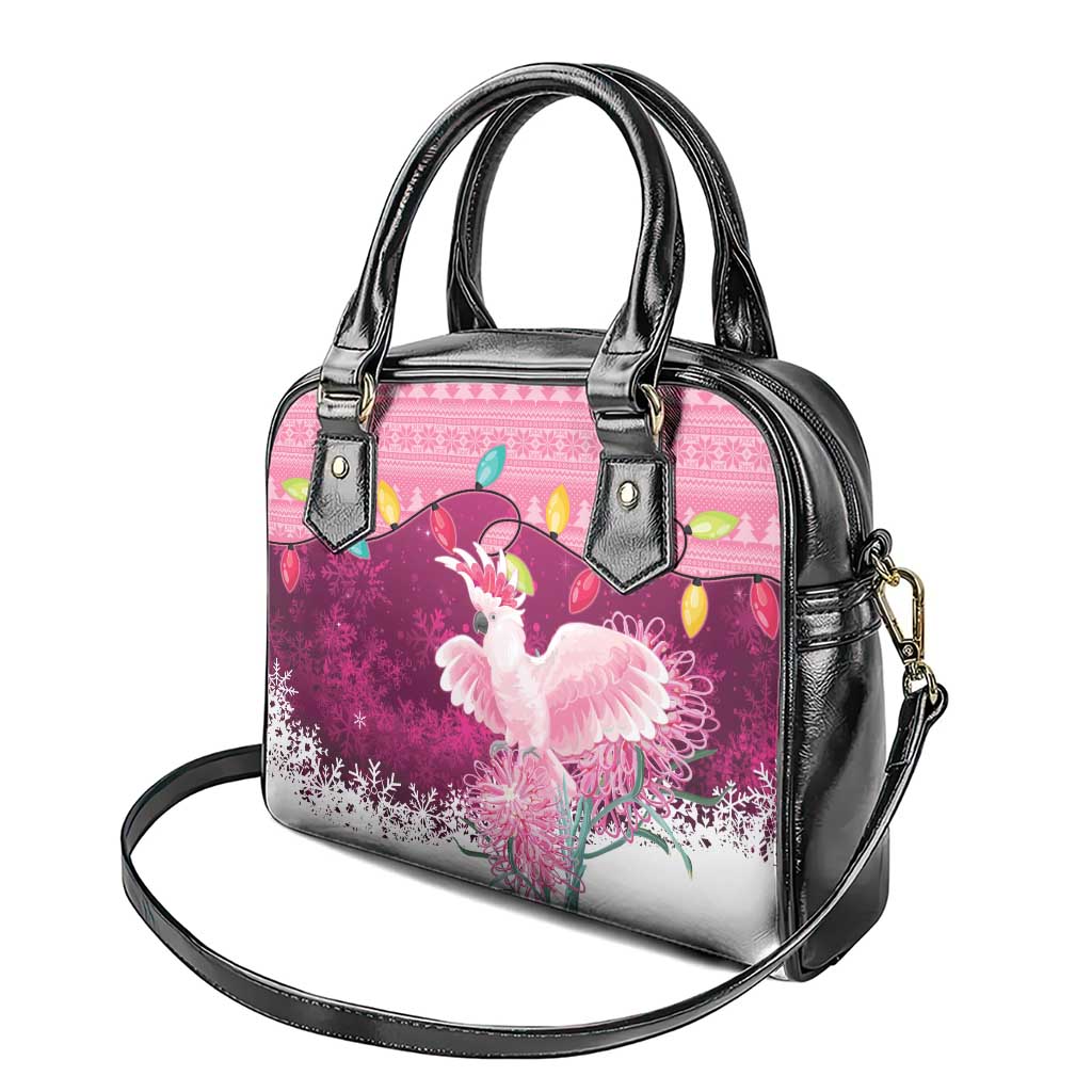 Pink Cockatoo Australia Christmas Shoulder Handbag Grevillea Eucalyptus Blossoms - Aussie Hoodie