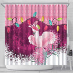 Pink Cockatoo Australia Christmas Shower Curtain Grevillea Eucalyptus Blossoms - Aussie Hoodie