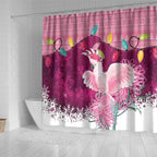 Pink Cockatoo Australia Christmas Shower Curtain Grevillea Eucalyptus Blossoms - Aussie Hoodie
