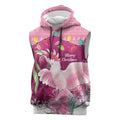 Pink Cockatoo Australia Christmas Sleeveless Hoodie Grevillea Eucalyptus Blossoms - Aussie Hoodie