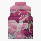 Pink Cockatoo Australia Christmas Sleeveless Puffer Jacket Grevillea Eucalyptus Blossoms - Aussie Hoodie