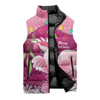 Pink Cockatoo Australia Christmas Sleeveless Puffer Jacket Grevillea Eucalyptus Blossoms - Aussie Hoodie