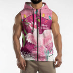 Pink Cockatoo Australia Christmas Sleeveless Zip Hoodie Grevillea Eucalyptus Blossoms LT14