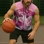 Pink Cockatoo Australia Christmas Sleeveless Zip Hoodie Grevillea Eucalyptus Blossoms LT14