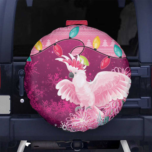 Pink Cockatoo Australia Christmas Spare Tire Cover Grevillea Eucalyptus Blossoms - Aussie Hoodie