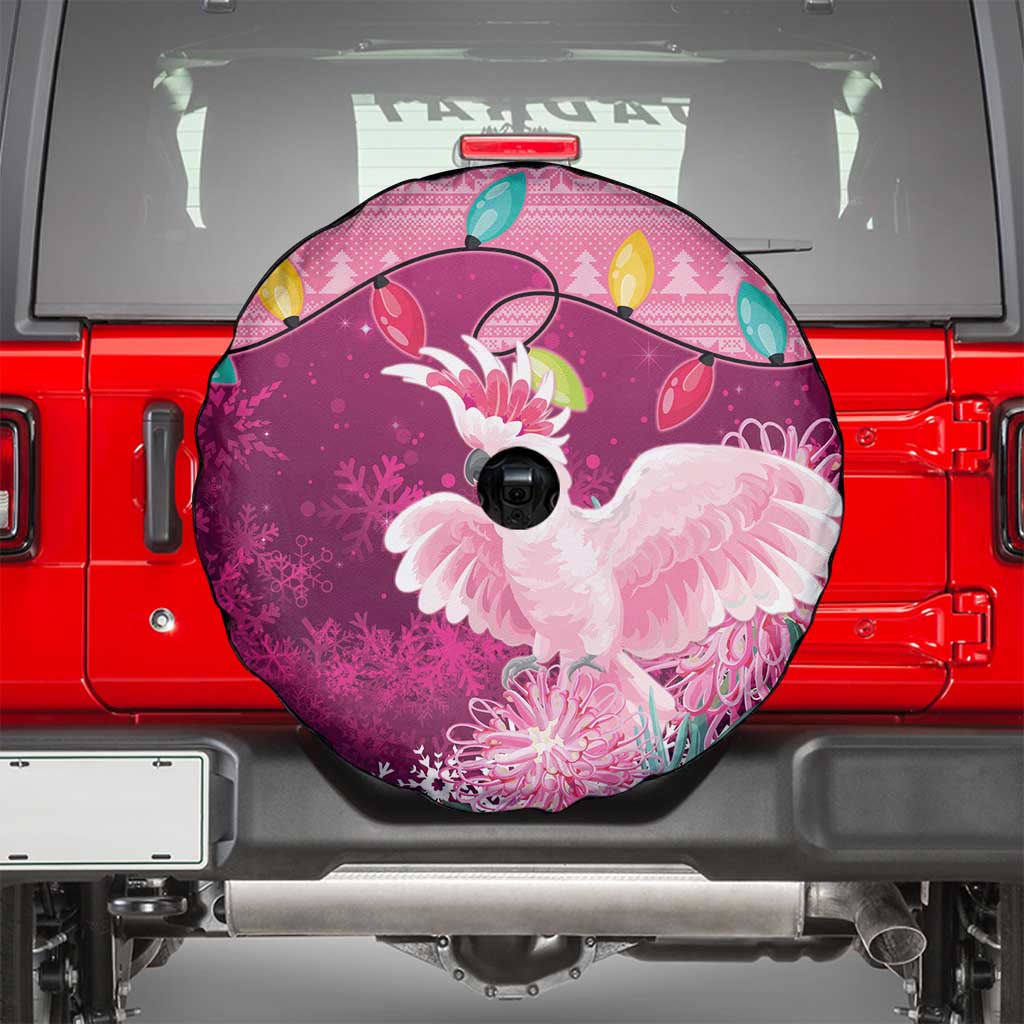 Pink Cockatoo Australia Christmas Spare Tire Cover Grevillea Eucalyptus Blossoms - Aussie Hoodie
