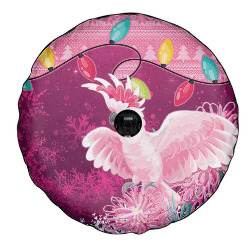 Pink Cockatoo Australia Christmas Spare Tire Cover Grevillea Eucalyptus Blossoms - Aussie Hoodie