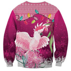 Pink Cockatoo Australia Christmas Sweatshirt Grevillea Eucalyptus Blossoms - Aussie Hoodie